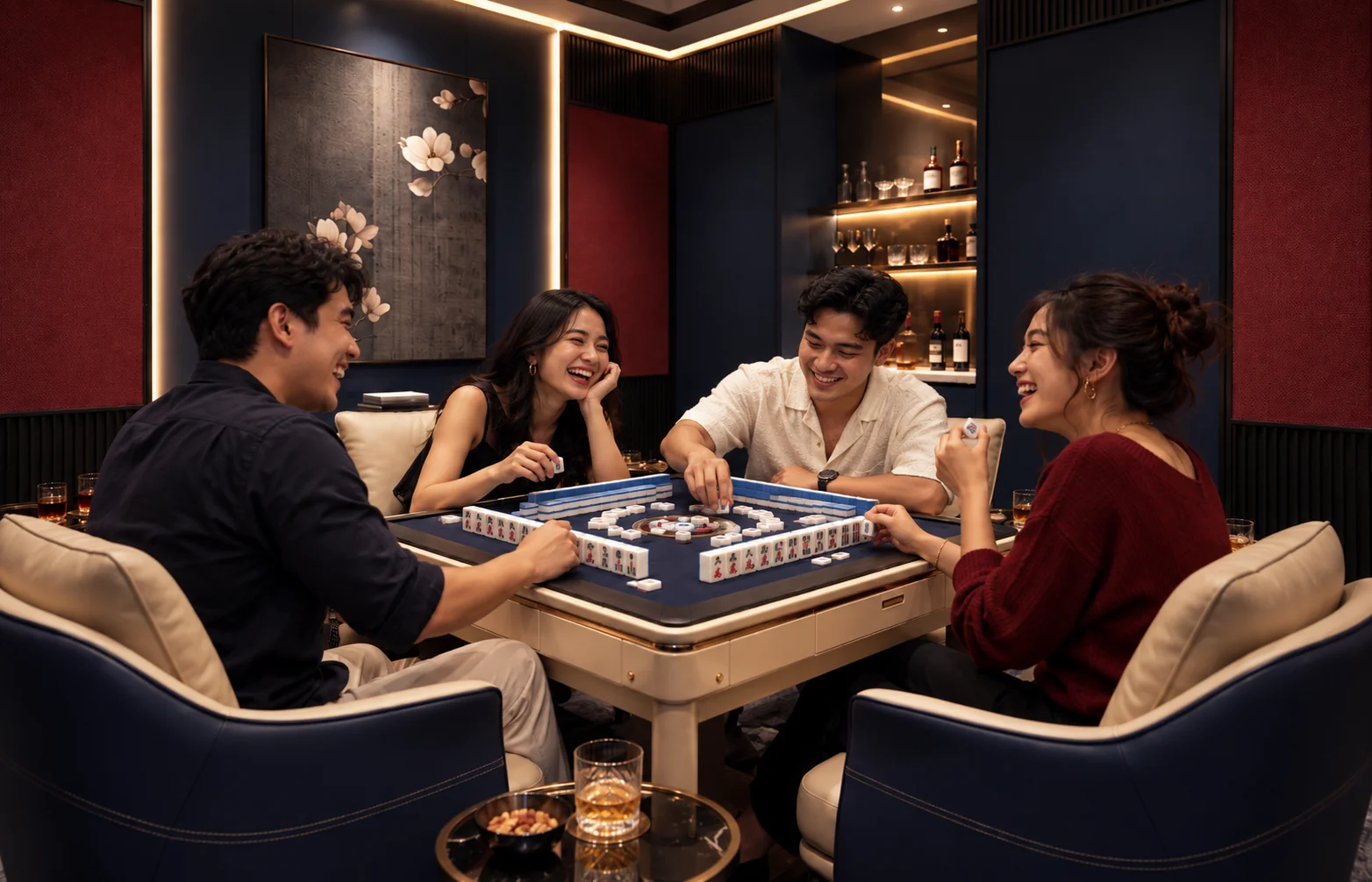 Konsep interior Mahjong Lounge di Mahjong Mania